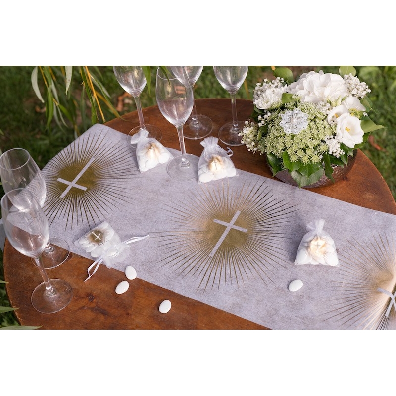 Kommunion - Tischläufer mit Kreuz - the-weddingshop.ch