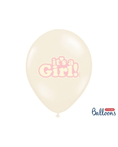Taufe Deko - 6 Pastell rosa Ballons - It's a Girl - Babyparty