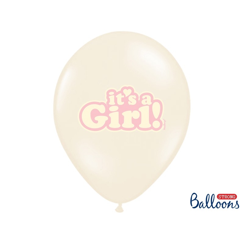 Taufe Deko - 6 Pastell rosa Ballons - It's a Girl - Babyparty