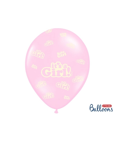 6 Ballons 'It's a Girl'- rose pastel