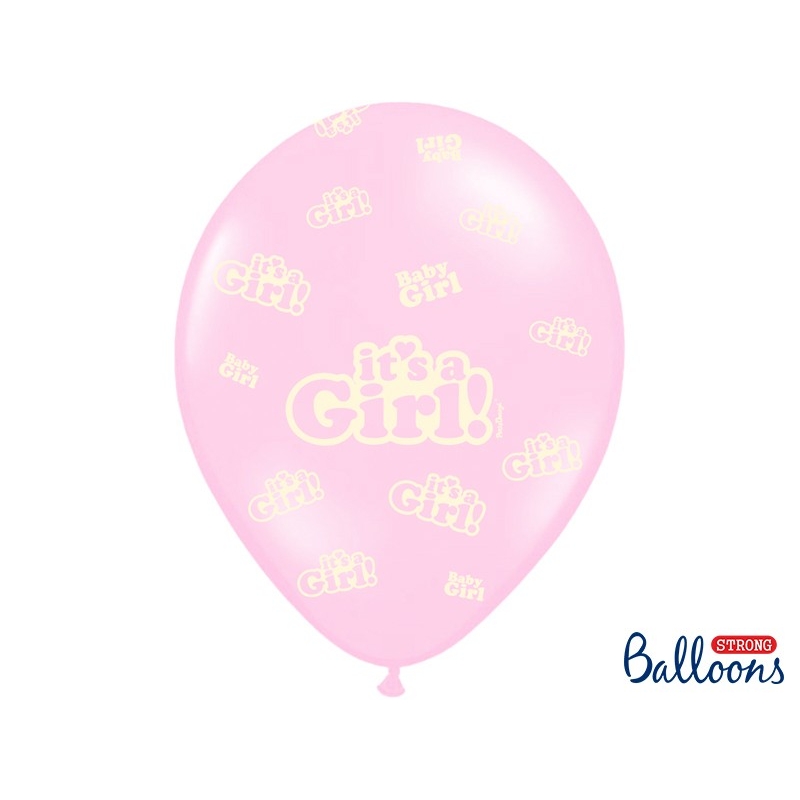 Taufe Deko - 6 Pastell rosa Ballons - It's a Girl - Babyparty