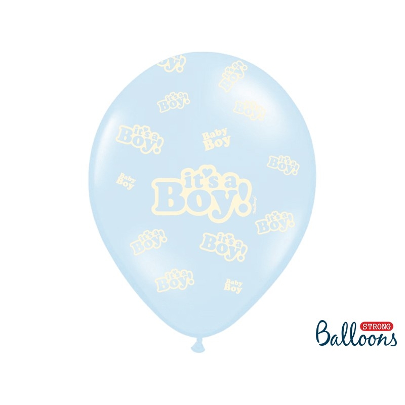 Taufe Deko - 6 blaue Pastell Ballons - it's a Boy - Babyparty