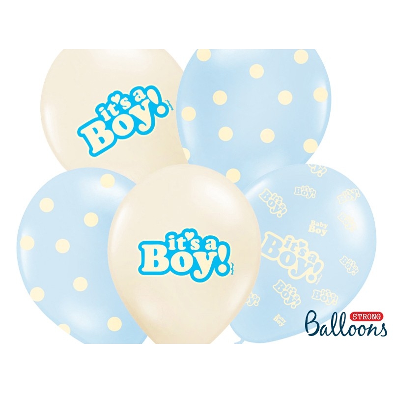 Taufe Deko - 6 blaue Pastell Ballons - it's a Boy - Babyparty