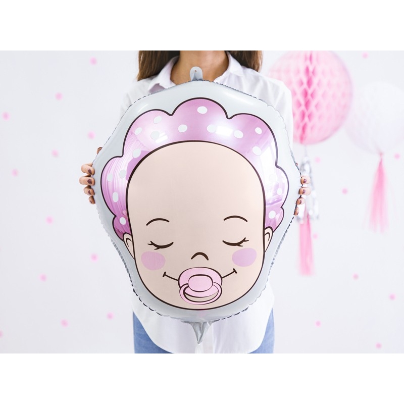 Babyparty - Babykopf Ballon Mädchen - The-Weddingshop