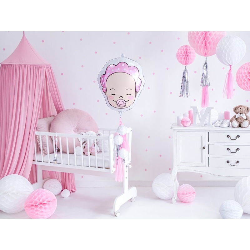 Babyparty - Babykopf Ballon Mädchen - The-Weddingshop