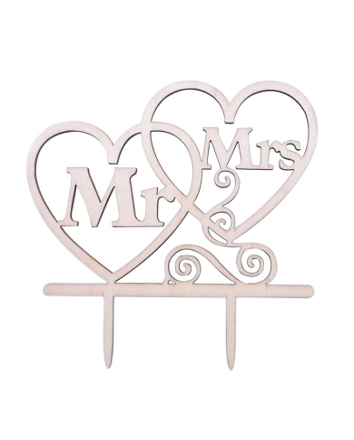 Cake Topper Mr & Mrs bois - The-Weddingshop