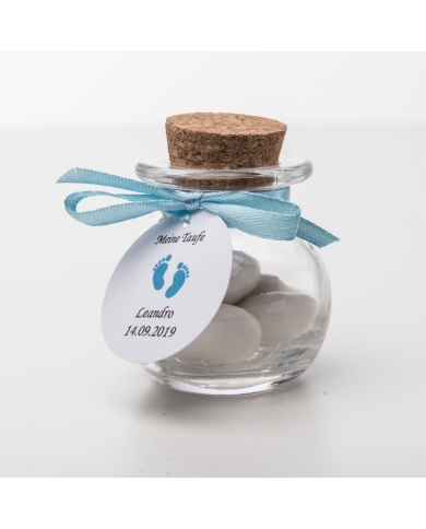 Set Pot à dragées personnalisé - Pieds bleu - allemand