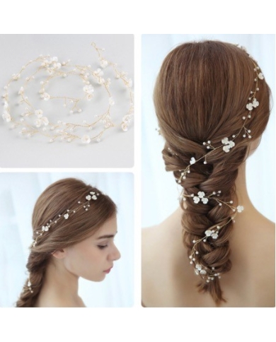 Bandeaux pour cheveux perles & fleurs - or