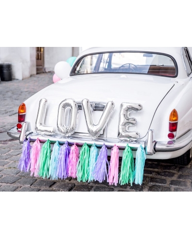 Autoschmuck Rückseite - "Love" Pastell  - the-weddingshop.ch