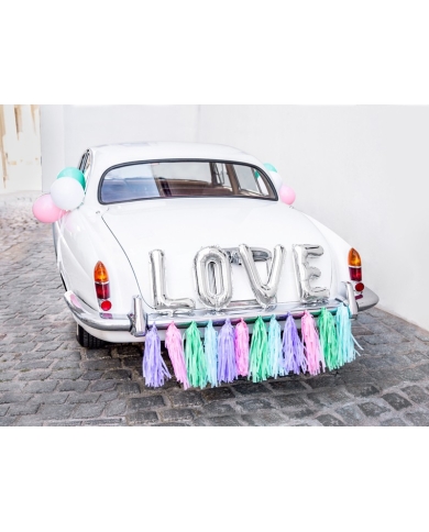 Autoschmuck Rückseite - "Love" Pastell  - the-weddingshop.ch