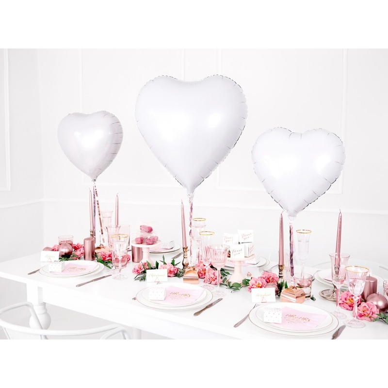 Ballon aluminium 'Coeur' - blanc (61 cm)