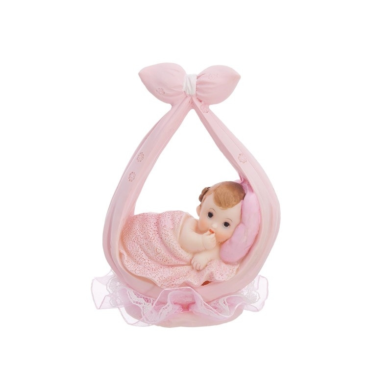 Tortenfigur 'Baby im Tuch mit Schleife' Rosa