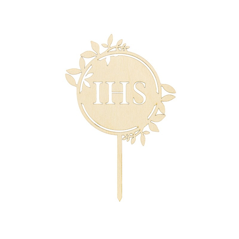 Cake topper 'IHS' - bois