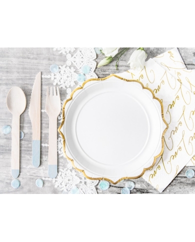 Pappteller weiss mit Goldrand (6 Stück)