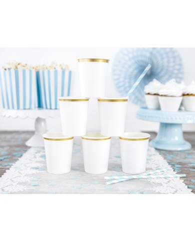 6 Gobolet carton blanc à bord doré
