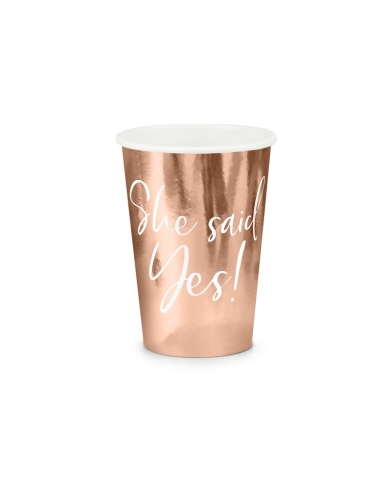 Pappbecher 'She said yes!' (6 Stück) - the-weddingshop.ch