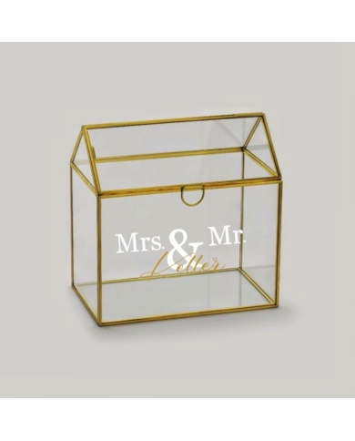 Hochzeitsdeko - Briefbox aus Glas personalisiert - the-weddingshop.ch