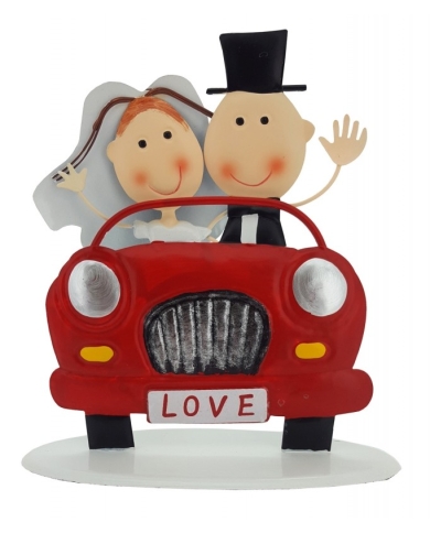 Tortenfigur 'Brautpaar im Auto' - the-weddingshop
