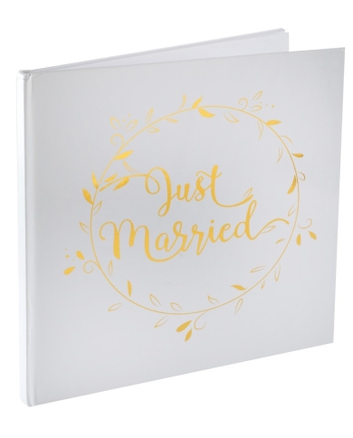 Gästebuch 'Just Married' - weiss/gold - the-Weddingshop.ch