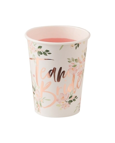 8 Gobelets ‘Team Bride - Floral'