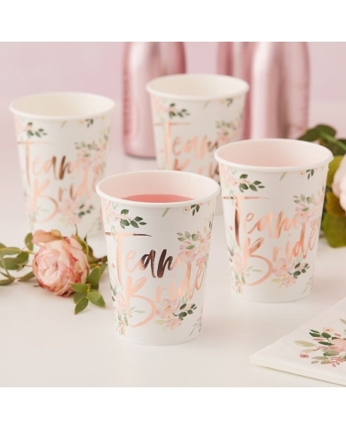 8 Gobelets ‘Team Bride - Floral'