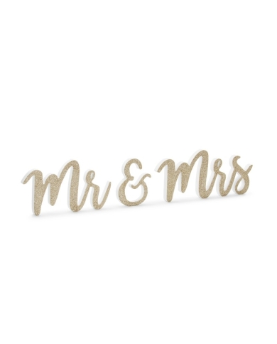 Lettres de décoration 'Mr & Mrs' - paillette or