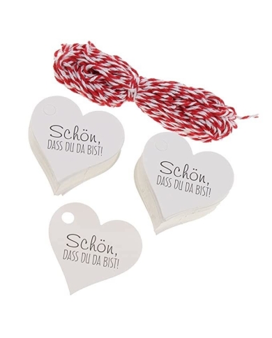 Herzanhänger Weiss mit Schnur