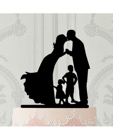 Tortenfigur - Brautpaar mit zwei Kinder - the-weddingshop.ch