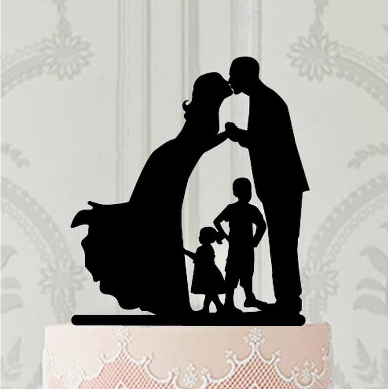Cake Topper ♥ Couple de mariés avec deux enfants  ♥ the-weddingshop.ch
