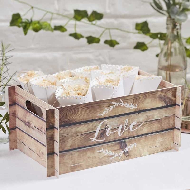 Holzoptik-Kartonkiste 'Love' - The-Weddingshop