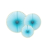 Papierfächer Set - blau mit Goldrand (3 Stück)