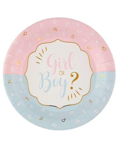 Pappteller 'Girl or Boy' (10 Stück)