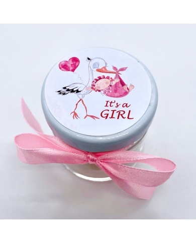 Aufkleber 'Storch mit Herz - It's a Girl'