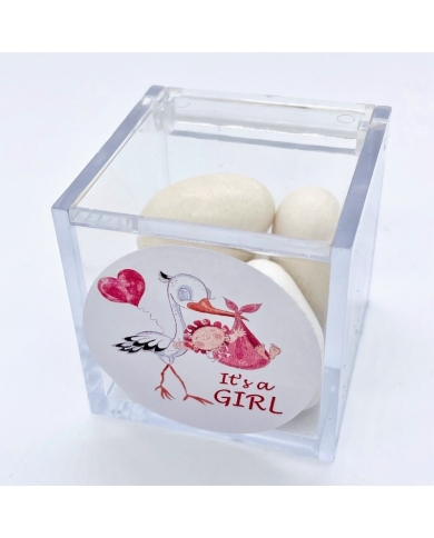 Aufkleber 'Storch mit Herz - It's a Girl'