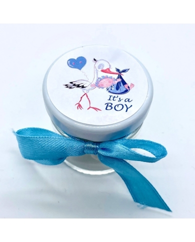 Pot à dragées 'Cigogne avec un cœur - It's a Boy'