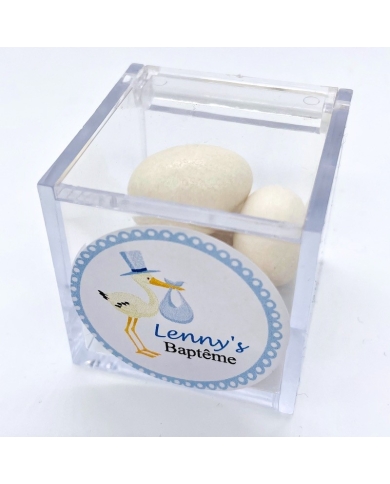 Autocollant personnalisé 'Cigogne bleu' - française