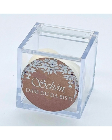 Aufkleber 'Schön dass du da bist - weisse Blumen'