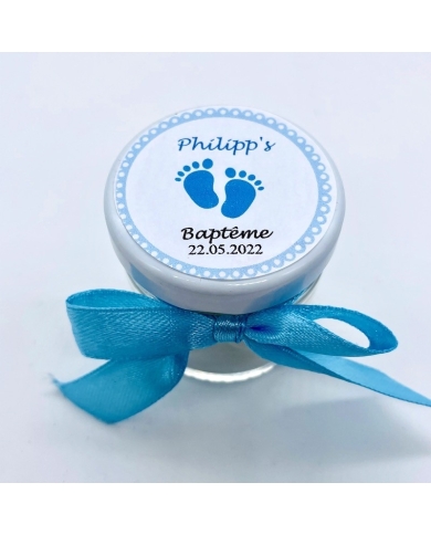 Autocollant personnalisé 'Pieds de bébé' - bleu - allemand