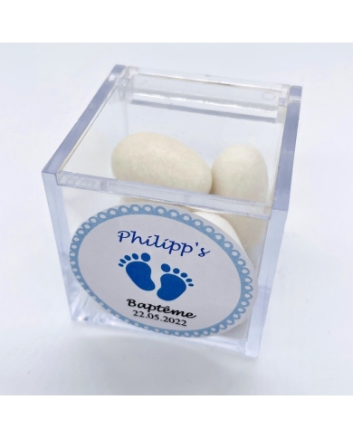 Autocollant personnalisé 'Pieds de bébé' - bleu - allemand