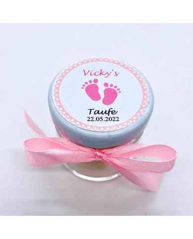 Autocollant personnalisé 'Pieds de bébé' - rose - allemand