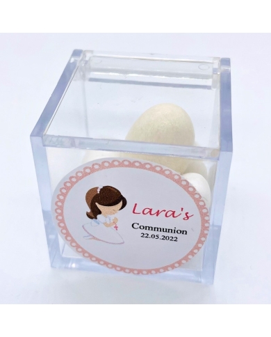 Autocollant personnalisé 'Fille priant - marron' - français