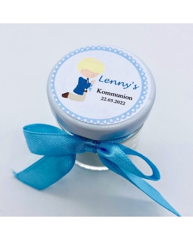 Miniglas personalisiert 'Junge betend - Blond'