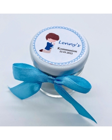 Aufkleber personalisiert 'Junge betend - Braun' - deutsch