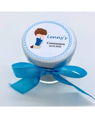 Miniglas personalisiert 'Junge betend - Braun'