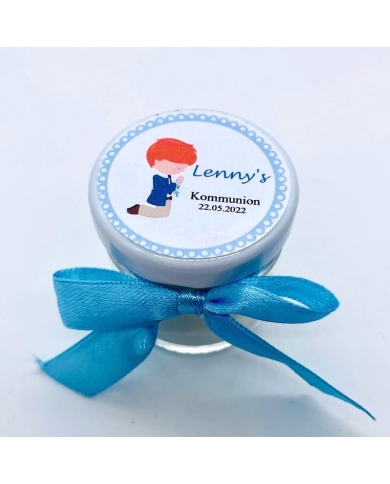 Aufkleber personalisiert 'Junge betend - Rot' - deutsch