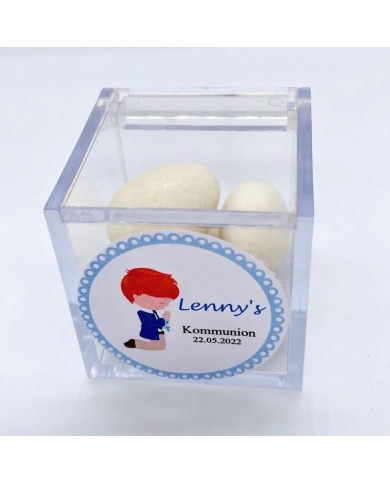 Aufkleber personalisiert 'Junge betend - Rot' - deutsch