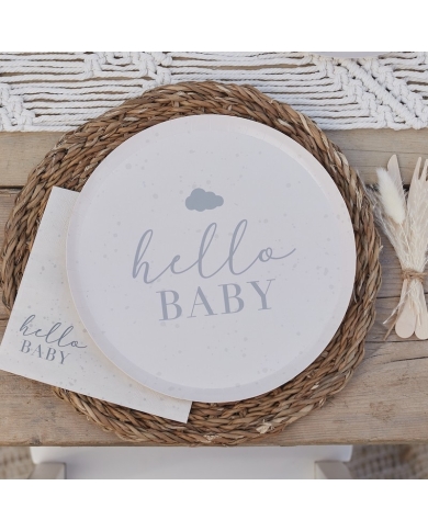 Pappteller 'Hello Baby' (8 Stück)