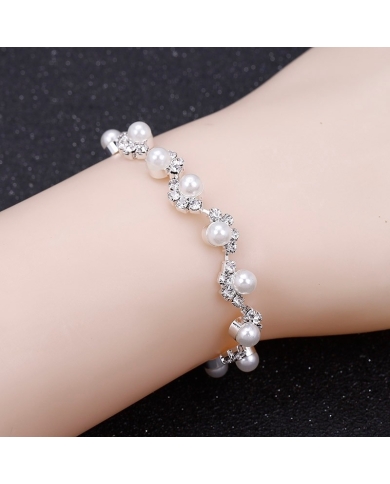 3 tlg. Schmuckset Strass & Perlen