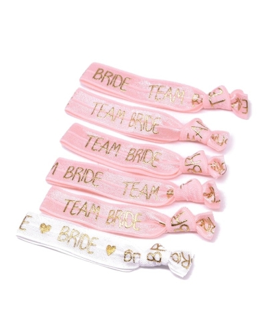 Armbänder 'Team Bride' (6 Stück) - Rosa