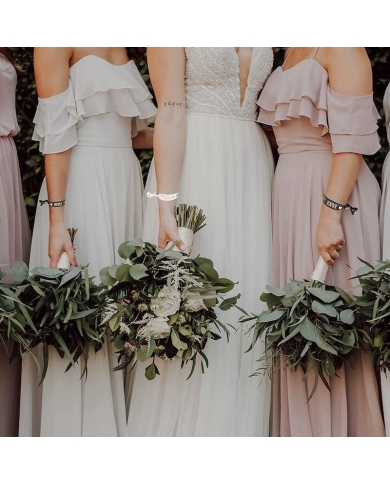 Armbänder 'Team Bride' (6 Stück) - Schwarz